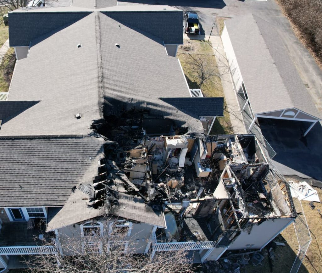 building damaged by fire